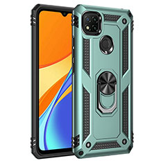 Silicone Matte Finish and Plastic Back Cover Case with Magnetic Finger Ring Stand MQ3 for Xiaomi Redmi 9 Activ Green