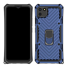 Silicone Matte Finish and Plastic Back Cover Case with Magnetic Finger Ring Stand S01 for Realme C11 Blue