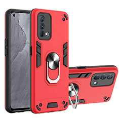 Silicone Matte Finish and Plastic Back Cover Case with Magnetic Finger Ring Stand Y01B for Realme GT Master 5G Red