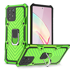 Silicone Matte Finish and Plastic Back Cover Case with Magnetic Finger Ring Stand YF1 for Samsung Galaxy M80S Matcha Green