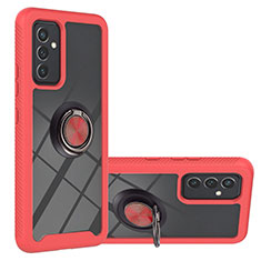 Silicone Matte Finish and Plastic Back Cover Case with Magnetic Finger Ring Stand ZJ1 for Samsung Galaxy A35 5G Red