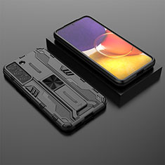 Silicone Matte Finish and Plastic Back Cover Case with Magnetic Stand A01 for Samsung Galaxy S22 Plus 5G Black