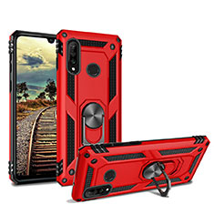 Silicone Matte Finish and Plastic Back Cover Case with Magnetic Stand for Huawei Nova 4e Red