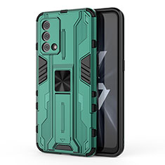 Silicone Matte Finish and Plastic Back Cover Case with Magnetic Stand for Oppo K9 5G Green
