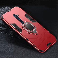 Silicone Matte Finish and Plastic Back Cover Case with Magnetic Stand for Oppo Reno2 Red