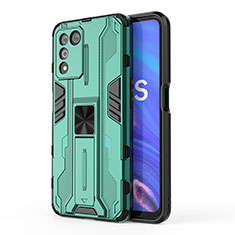 Silicone Matte Finish and Plastic Back Cover Case with Magnetic Stand for Realme 9 SE 5G Green