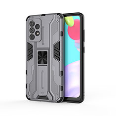 Silicone Matte Finish and Plastic Back Cover Case with Magnetic Stand for Samsung Galaxy A52s 5G Gray