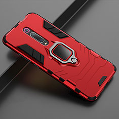 Silicone Matte Finish and Plastic Back Cover Case with Magnetic Stand for Xiaomi Redmi K20 Red