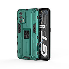 Silicone Matte Finish and Plastic Back Cover Case with Magnetic Stand KC1 for Realme GT Neo 5G Green