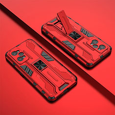 Silicone Matte Finish and Plastic Back Cover Case with Magnetic Stand KC1 for Realme GT2 5G Red