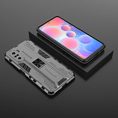 Silicone Matte Finish and Plastic Back Cover Case with Magnetic Stand KC1 for Xiaomi Mi 11i 5G Gray