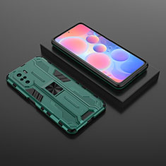 Silicone Matte Finish and Plastic Back Cover Case with Magnetic Stand KC1 for Xiaomi Mi 11i 5G Green