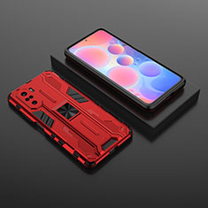 Silicone Matte Finish and Plastic Back Cover Case with Magnetic Stand KC1 for Xiaomi Mi 11X 5G Red