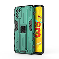 Silicone Matte Finish and Plastic Back Cover Case with Magnetic Stand KC1 for Xiaomi Poco M3 Green