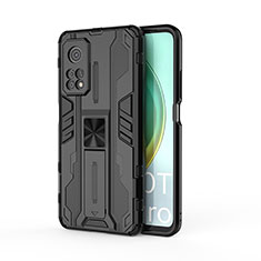 Silicone Matte Finish and Plastic Back Cover Case with Magnetic Stand KC1 for Xiaomi Redmi K30S 5G Black