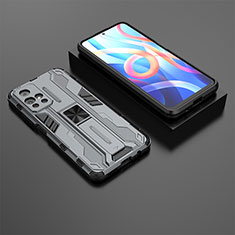 Silicone Matte Finish and Plastic Back Cover Case with Magnetic Stand KC1 for Xiaomi Redmi Note 11T 5G Gray