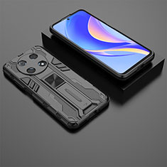 Silicone Matte Finish and Plastic Back Cover Case with Magnetic Stand KC2 for Huawei Enjoy 50 Pro Black