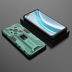 Silicone Matte Finish and Plastic Back Cover Case with Magnetic Stand KC2 for Huawei Honor Magic3 5G Green