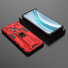 Silicone Matte Finish and Plastic Back Cover Case with Magnetic Stand KC2 for Huawei Honor Magic3 5G Red