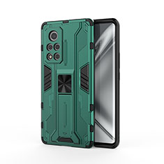 Silicone Matte Finish and Plastic Back Cover Case with Magnetic Stand KC2 for Huawei Honor V40 5G Green