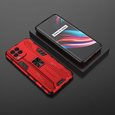 Silicone Matte Finish and Plastic Back Cover Case with Magnetic Stand KC2 for Realme 8 4G Red