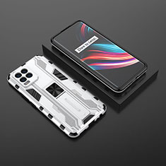 Silicone Matte Finish and Plastic Back Cover Case with Magnetic Stand KC2 for Realme 8 4G White