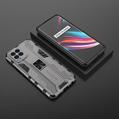 Silicone Matte Finish and Plastic Back Cover Case with Magnetic Stand KC2 for Realme 8 Pro Gray