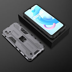 Silicone Matte Finish and Plastic Back Cover Case with Magnetic Stand KC2 for Realme C11 (2021) Gray