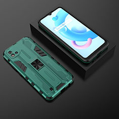 Silicone Matte Finish and Plastic Back Cover Case with Magnetic Stand KC2 for Realme C11 (2021) Green