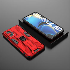 Silicone Matte Finish and Plastic Back Cover Case with Magnetic Stand KC2 for Realme GT Neo2 5G Red