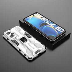 Silicone Matte Finish and Plastic Back Cover Case with Magnetic Stand KC2 for Realme GT Neo2 5G White