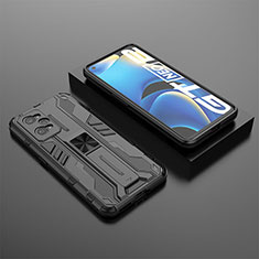 Silicone Matte Finish and Plastic Back Cover Case with Magnetic Stand KC2 for Realme GT2 5G Black