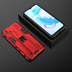 Silicone Matte Finish and Plastic Back Cover Case with Magnetic Stand KC2 for Realme Narzo 50i Red