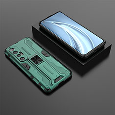 Silicone Matte Finish and Plastic Back Cover Case with Magnetic Stand KC2 for Xiaomi Mi 10S 5G Green