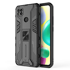 Silicone Matte Finish and Plastic Back Cover Case with Magnetic Stand KC2 for Xiaomi Redmi 9 Activ Black