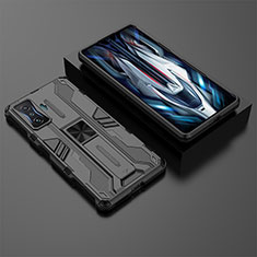 Silicone Matte Finish and Plastic Back Cover Case with Magnetic Stand KC2 for Xiaomi Redmi K50 Gaming AMG F1 5G Black