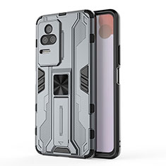 Silicone Matte Finish and Plastic Back Cover Case with Magnetic Stand KC2 for Xiaomi Redmi K50 Pro 5G Gray