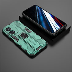 Silicone Matte Finish and Plastic Back Cover Case with Magnetic Stand KC3 for Oppo A78 4G Green