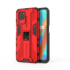 Silicone Matte Finish and Plastic Back Cover Case with Magnetic Stand KC3 for Realme 8s 5G Red