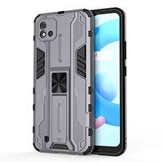 Silicone Matte Finish and Plastic Back Cover Case with Magnetic Stand KC3 for Realme C11 (2021) Gray