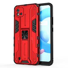 Silicone Matte Finish and Plastic Back Cover Case with Magnetic Stand KC3 for Realme C11 (2021) Red