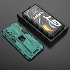 Silicone Matte Finish and Plastic Back Cover Case with Magnetic Stand KC3 for Realme GT 5G Green