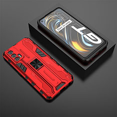 Silicone Matte Finish and Plastic Back Cover Case with Magnetic Stand KC3 for Realme GT Neo 2T 5G Red