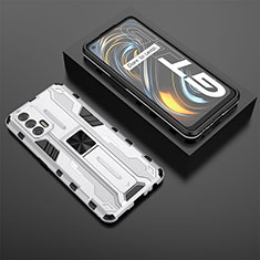 Silicone Matte Finish and Plastic Back Cover Case with Magnetic Stand KC3 for Realme GT Neo 2T 5G White