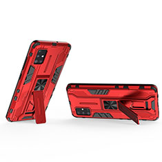 Silicone Matte Finish and Plastic Back Cover Case with Magnetic Stand KC3 for Samsung Galaxy M40S Red