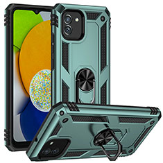 Silicone Matte Finish and Plastic Back Cover Case with Magnetic Stand MQ1 for Samsung Galaxy A03 Green