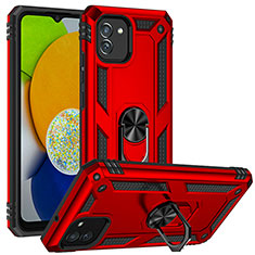 Silicone Matte Finish and Plastic Back Cover Case with Magnetic Stand MQ1 for Samsung Galaxy A03 Red