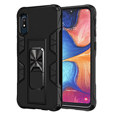 Silicone Matte Finish and Plastic Back Cover Case with Magnetic Stand MQ1 for Samsung Galaxy A10e Black