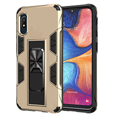 Silicone Matte Finish and Plastic Back Cover Case with Magnetic Stand MQ1 for Samsung Galaxy A10e Gold