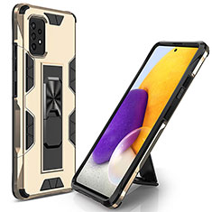 Silicone Matte Finish and Plastic Back Cover Case with Magnetic Stand MQ1 for Samsung Galaxy A52s 5G Gold